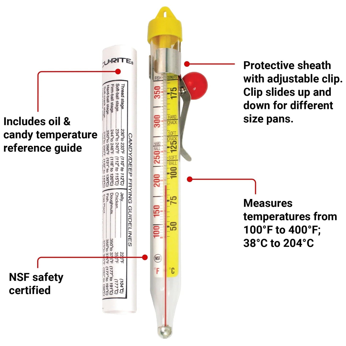 Chaney Instrument 00723 Deluxe Candy/Deep-Fry Thermometer with sheath