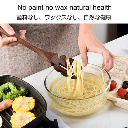 Black Walnut Wooden Cooking Utensils Set, 5 PCS - Handmade Non-stick Spatula, Slotted Spatula, Solid Spoon, Slotted Spoon, Spaghetti Server