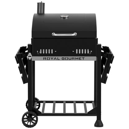 Royal Gourmet CD1824ET Movable Charcoal BBQ Grill with Foldable Side Tables, Outdoor Barbecue Grill with 470 Sq. In. Cooking Area for Outdoor Picnic and Camping Grilling, Black