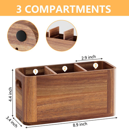 Yaoyiizy Silverware Holder, Acacia Wood Utensil Holder for Party, Silverware Organizer Countertop, Picnic Caddy for Party, Countertop, Camping