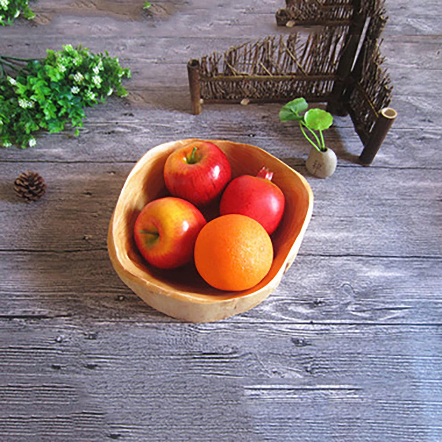 JFFLYIT Creative Wood Bowl Root Carved Bowl Handmade Natural Real Wood Candy Serving Bowl 10"-12"