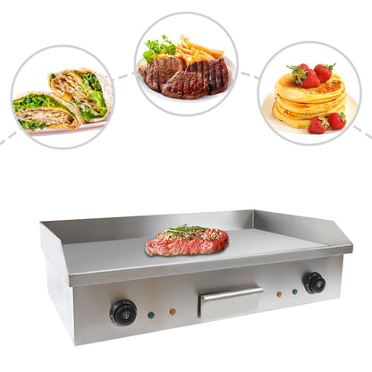 3000W Commercial Electric Countertop Griddle, 28"Cooktop Flat Top Grill Hot Plate,Iron Flat Top Stove Grill Dual Control Temperature 122°F-572°F Teppanyaki Machine Electric Grills Cooking