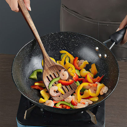 AYFDISHS Wooden Spatulas for Cooking, Handmade Natural Acacia Cooking Rice Paddle, Slotted Spatula for Nonstick Cookwares, Set of 2