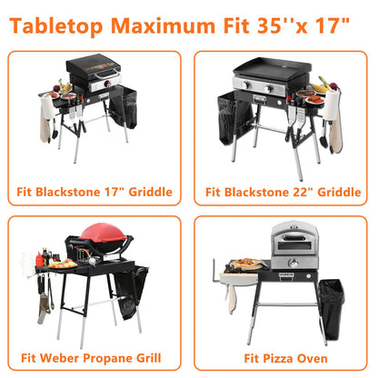 Portable Outdoor Grill Table, Blackstone Griddle Stand, Movable Griddle Stand Fit 17 Inch or 22 Inch, Grill Cart for Blackstone, Ninja Woodfire Grill Stand