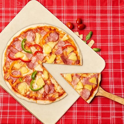 Pizza Stone，Durable Cordierite Cooking Pan for Oven Baking & Grilling，Heat resistance and impact resistance，Extra Large 15 x 12" Inch Rectangular