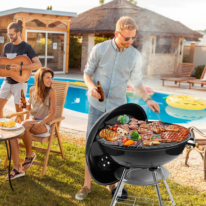 gzcmxh Charcoal Grill - portable BBQ Grill with adjustable air vent, wheels, hanlde - Charcoal Kettle Grill for outdoor, camping, backyard, picnics, party parties (22inch Apple)