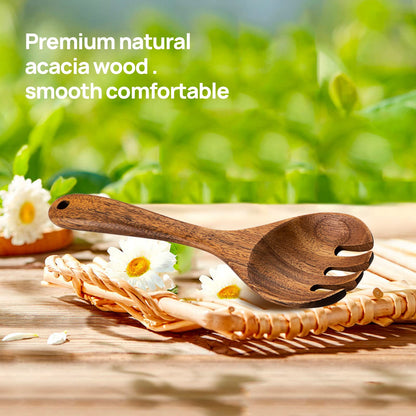 TANAAB Kitchen Wooden Spoons Utensils Set for Cooking, 5 Piece Acacia Wood Spoon Cooking Utensils Apartment Essentials Wooden Turner Spoon Spatula Kitchen Set for Nonstick Cookware (5-pieces-set)