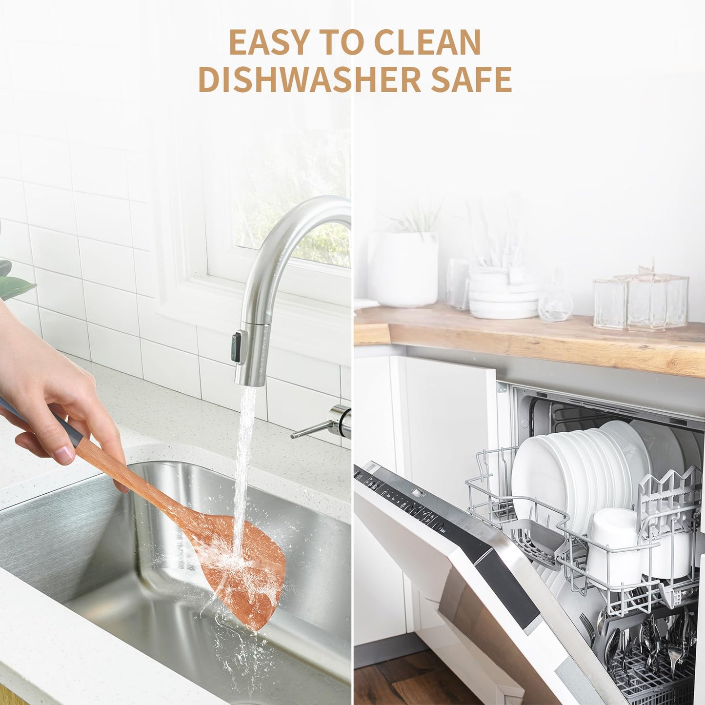 Airesly Wooden Spatula,Premium Beech Wood Spatula with Long Handle, Non-Stick Flat Frying & Wok Turner for Kitchen Cookware - Handmade Kitchen Essentials for Cooking