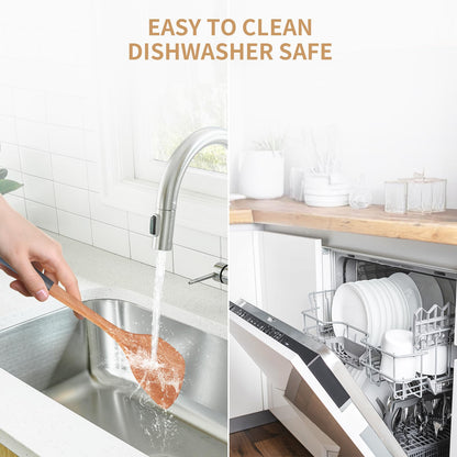 Airesly Wooden Spatula,Premium Beech Wood Spatula with Long Handle, Non-Stick Flat Frying & Wok Turner for Kitchen Cookware - Handmade Kitchen Essentials for Cooking