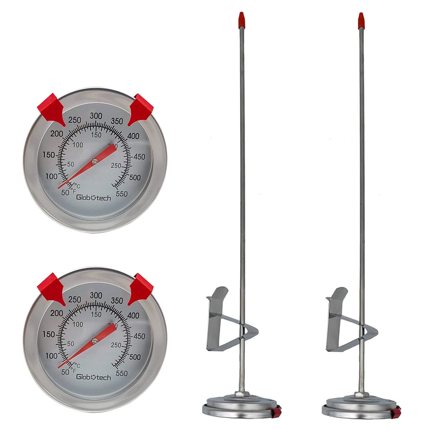 Meat Candy Deep Fry Thermometer - 2" Dial Thermometers 12" Long Stainless Steel Stem Cooking Meter for Grill, Turkey, BBQ (Pack of 2)