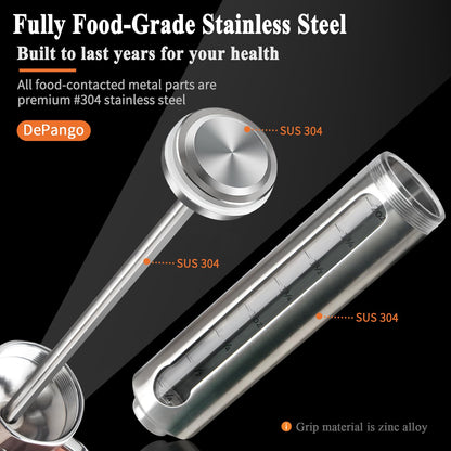 DePango Meat Injector, Stainless Steel Marinade Injector Flavor Syringe Kit with 2-oz Measurement Window for Smoker Food BBQ Grill, Cooking Turkey Chicken Steak Beef Brisket Pork-Chops, 3 Meat Needles