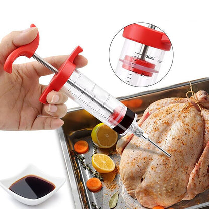 meizhouer 5 Stainless Steel Needles Spice Syringe Set BBQ Meat Flavor Injector Kithen Cooking Sauce Marinade Syringe Accessories
