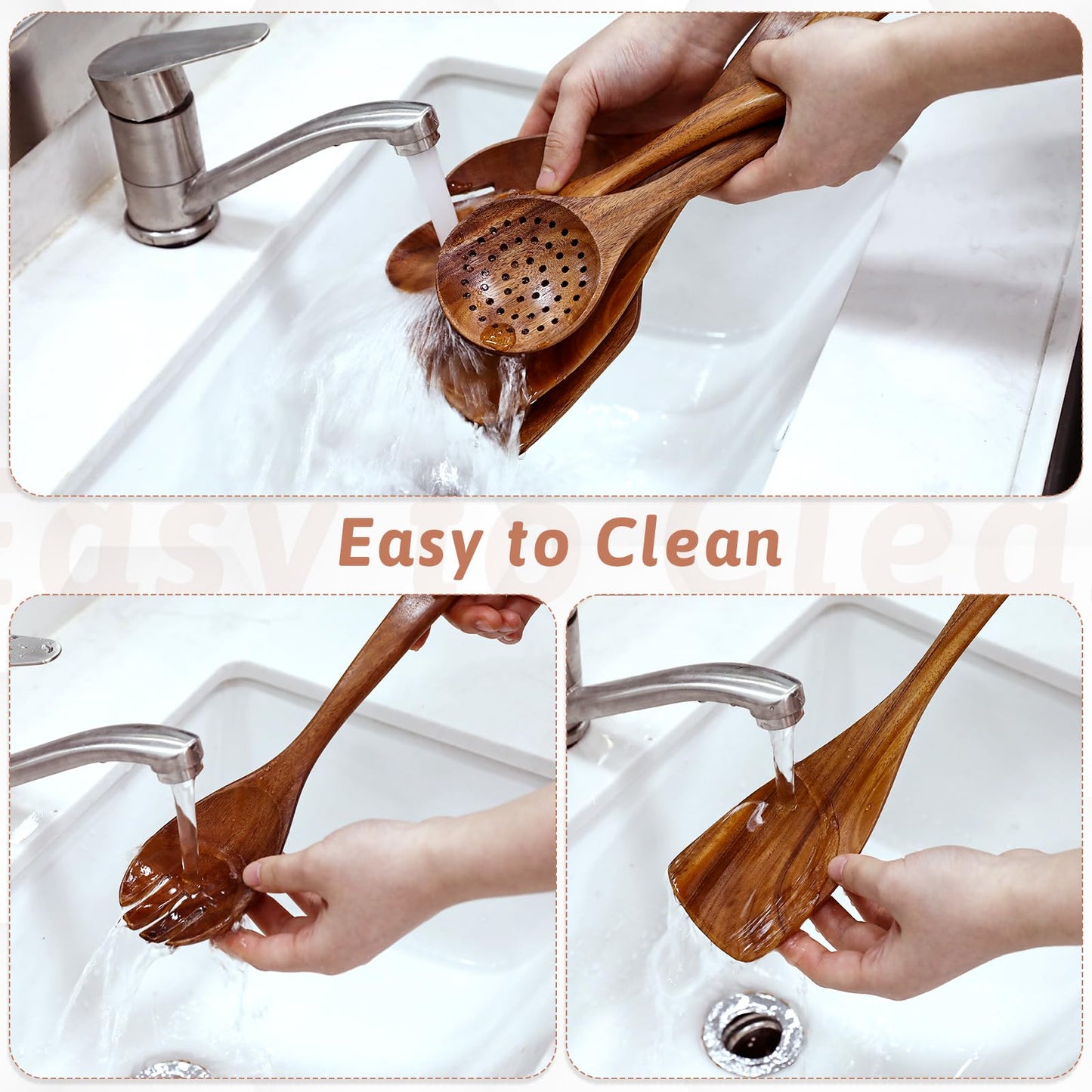 5 PCS Wooden Spatulas for Cooking Acacia Wood Kitchen Utensil Set Mixing Cook Spoons Non-stick Wooden Cooking Utensils Includes Wood Spatula Slotted Spatula Strainer Spoon Salad Spoon Salad Fork