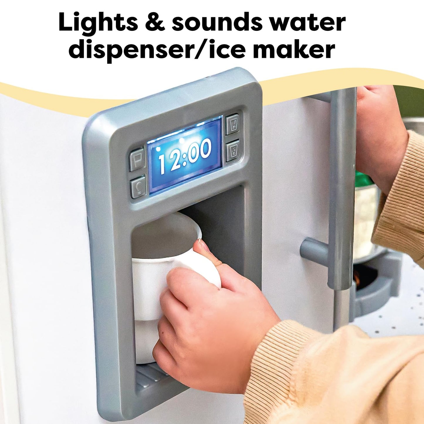 KidKraft Ultimate Corner Wooden Play Kitchen with Lights & Sounds, Play Phone and Curtains, White