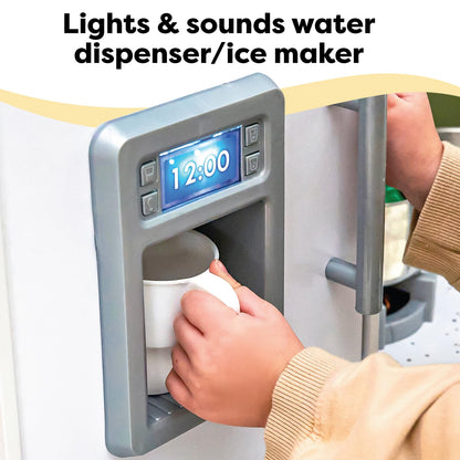 KidKraft Ultimate Corner Wooden Play Kitchen with Lights & Sounds, Play Phone and Curtains, White