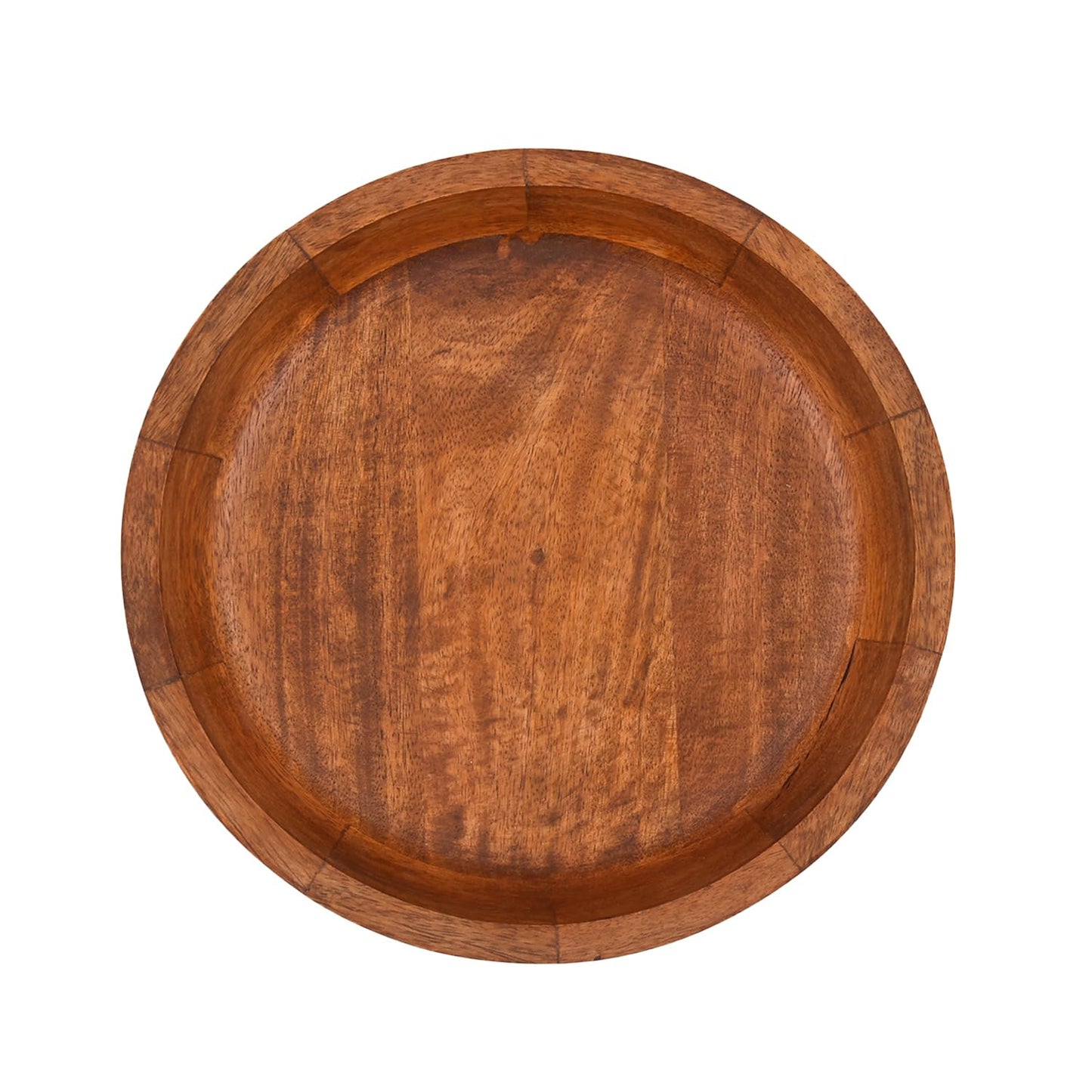 EDHAS Mango Wood Decorative Round Carved Bowl for Decoration, Centerpiece Bowl for Table (10" x 10" x 2.5")