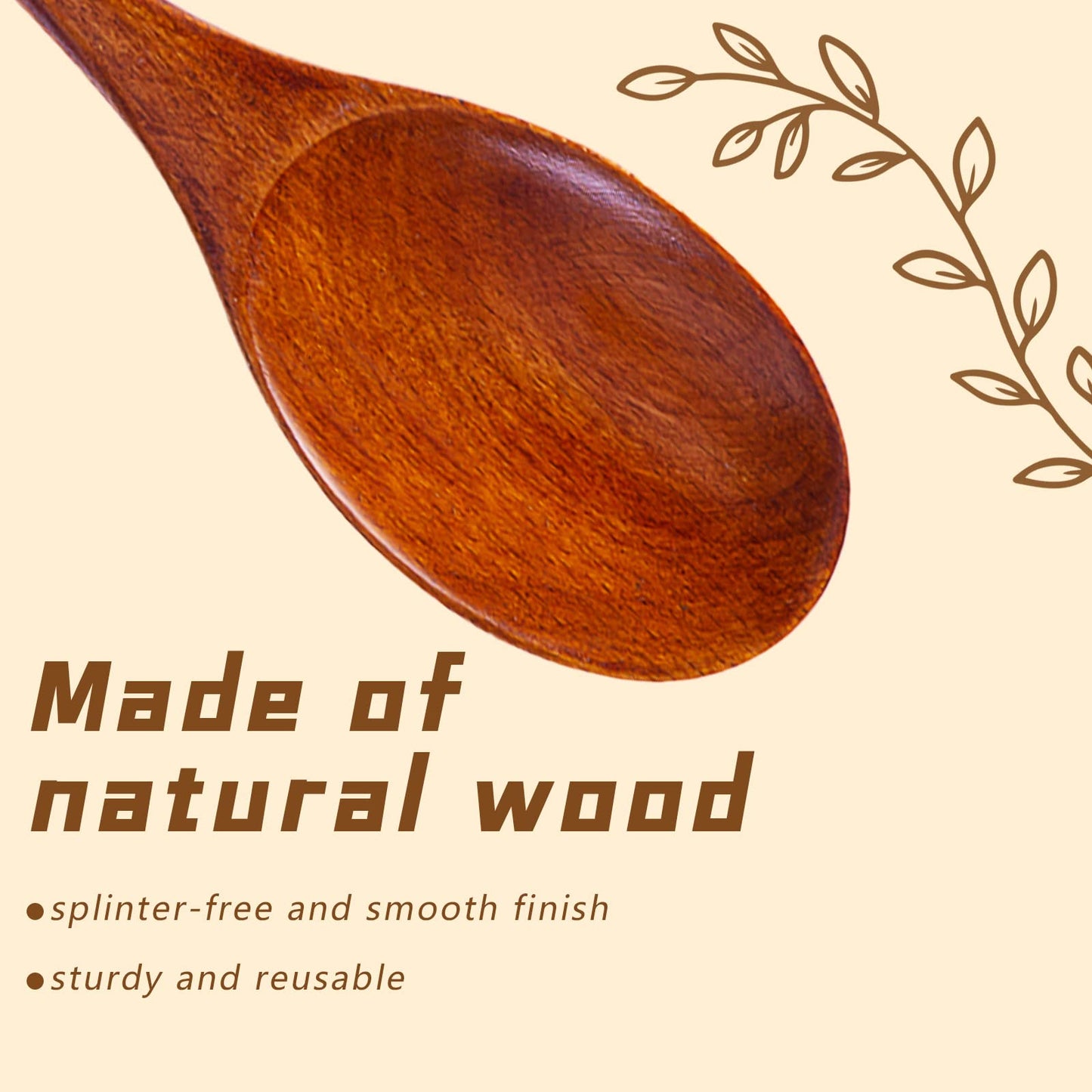 HANSGO Wooden Spoons for Cooking, 12 Inch Mixing Wood Spoon with Long Handle Serving Utensil Set for Kitchen Cooking and Stirring, 6PCS