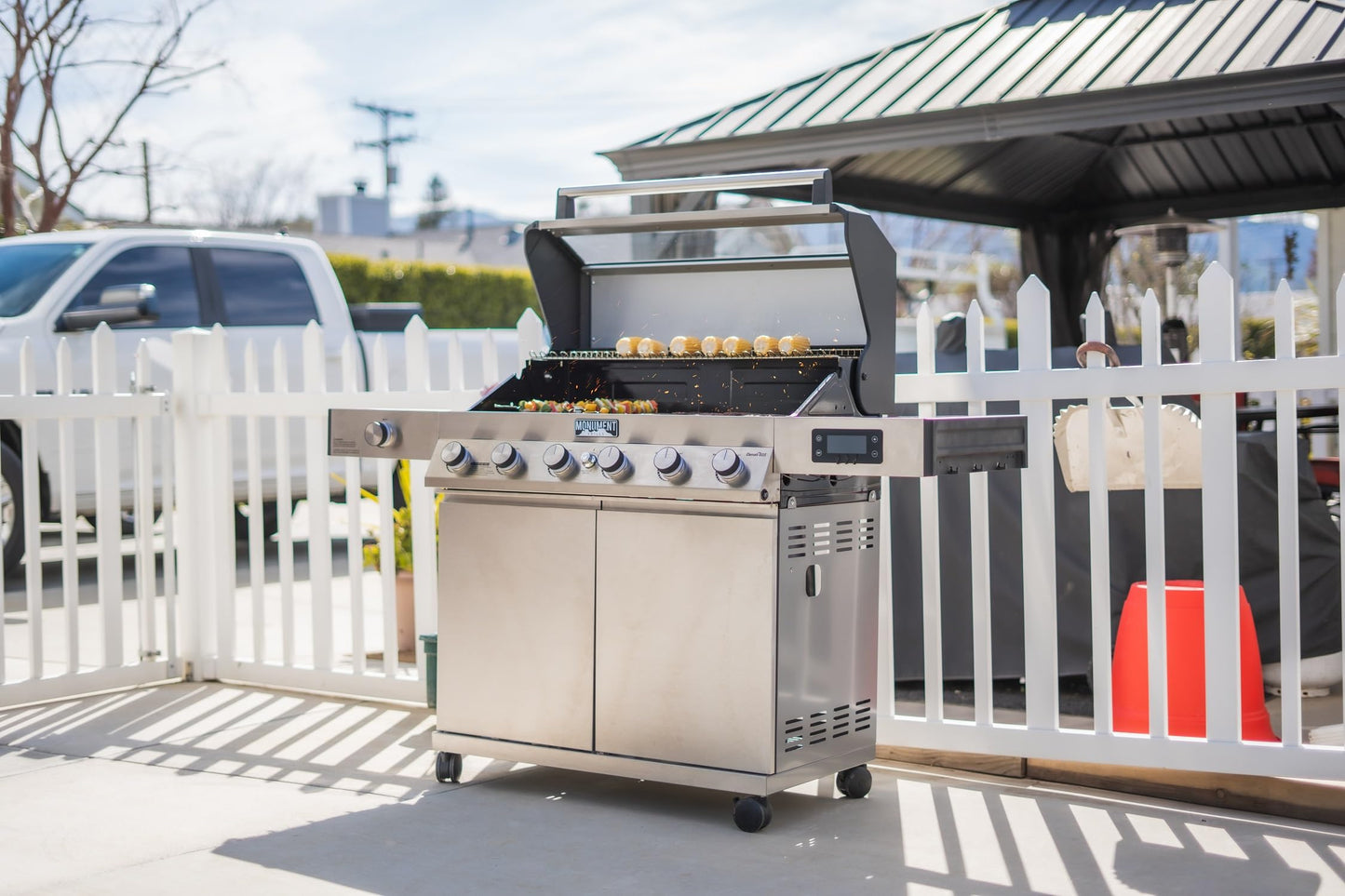 Monument Grills 6-Burner Convertible Natural Gas Smart bbq Grill Stainless Steel Denali 605 with Rotisserie Kit