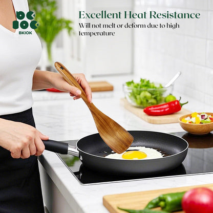 Bkiok Wooden Spatula for Cooking, Handmade Wooden Kitchen Utensil, Teak Wood Turner Flat Frying Spatula for Nonstick Cookware