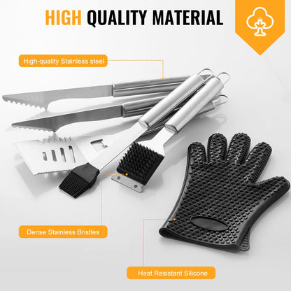 Terlulu 22Pcs Grilling Accessories, BBQ Accessories with Aluminum Case, Stainless Steel Grill Set Tools for Outdoor Camping&Barbecue, Grilling Gifts for Men Dad Fathers Day