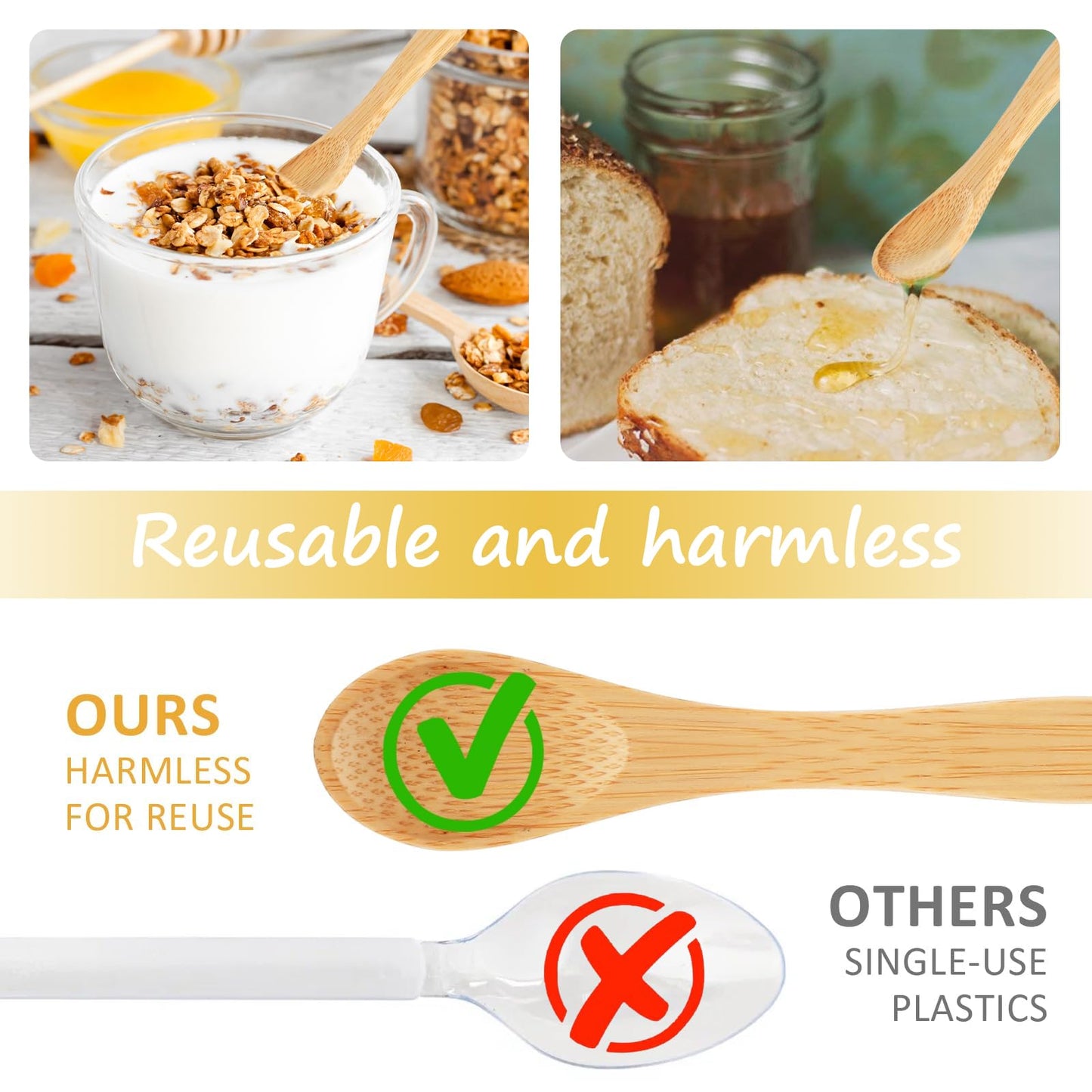 4 Pcs Small Wooden Spoons，3.5 Inch Mini Handmade Bulk Nature Tiny Spoons Little Wooden Teaspoons for Jars Sugar Coffee Creamer Honey Spices Salt Kitchen Supplies