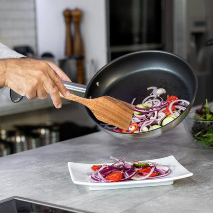 Wood Spatula for Cooking, 4 Pcs Natural Acacia Wood Kitchen Cooking Utensils Set for Nonstick Frying Pan, Slotted Turner Thin Flat Spurtle Scraper Spoons for Baking Mixing Scraping Fish Egg Flipper