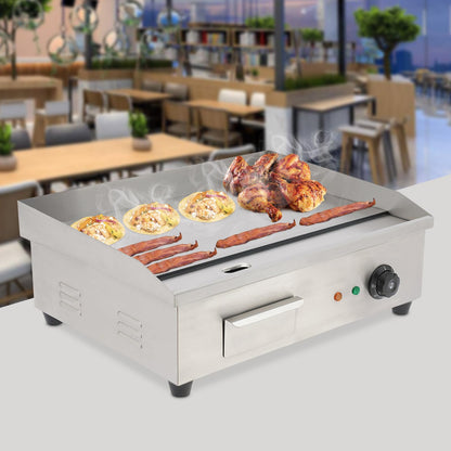 Commercial Electric Griddle, 22", 3000W Countertop Flat Top Griddle, Stainless Steel Teppanyaki Grill, 122-572℉ Adjustable Temp Control - Indoor Outdoor Cooking Plates for Pancake Barbecue