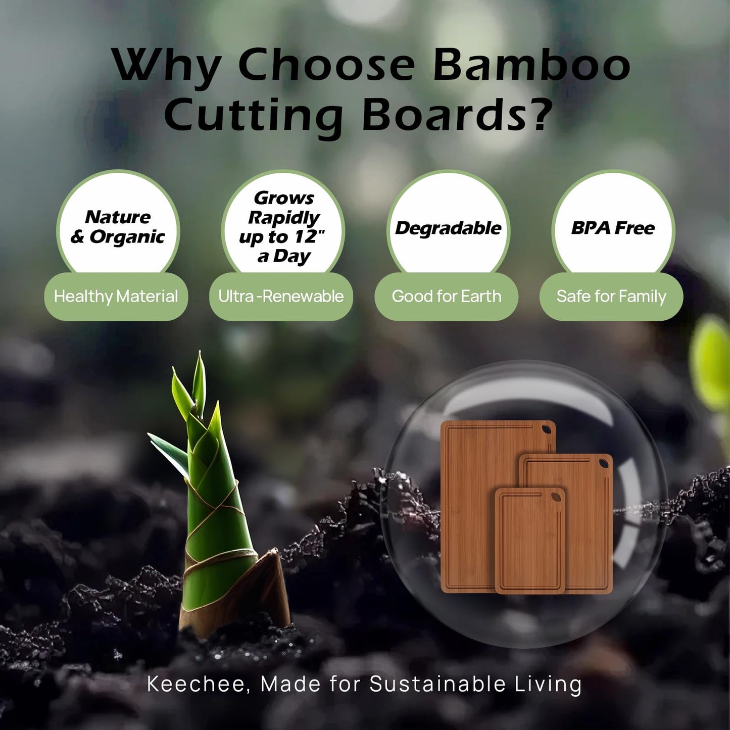 Keechee Bamboo Cutting Board, Durable Wood Cutting Boards for Kitchen with Deep Juice Grooves & Built-in Handles, Ideal Charcuterie & Chopping for Meat, Vegetables and Fruits Ideal Kitchen Gifts