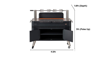 Everdure by Heston Blumenthal HUB 54-In. Charcoal Grill With Patented Built-in Rotisserie System & Quick Electric Ignition, Outdoor BBQ, Electric Starter, Adjustable Height, Easy Clean-Up, Matte Black