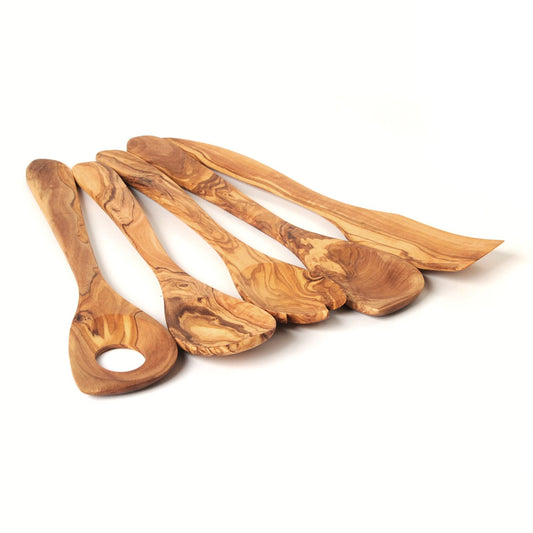 BeldiNest Handmade Olive Wood Utensil Set (Five Utensils)
