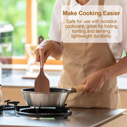 LorisArm Cherry Wood Spatula Turner Set, 12-Inch Wooden Spatula Slotted Turner Cooking Utensils for Nonstick Cookware, Kitchen Spatulas for Flipping, Serving, Scraping & Turning, 2 Pack