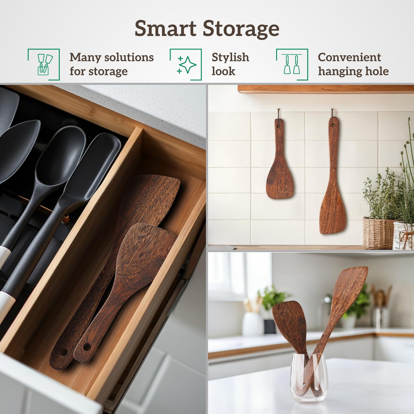 Long & Small Spatula For Nonstick Frying Pan, Wooden Spatula For Cooking, Wooden Spoons for Cooking Utensils Set, Wood Kitchen Utensils Set Spatulas for Kitchen Use Rice Paddle Wood Turner Egg Scraper