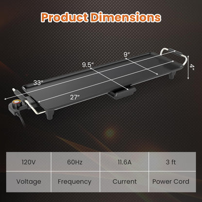LDAILY Extra Large Nonstick Electric Griddle, Teppanyaki Grill BBQ W/ 4 Adjustable Temperature, Even Heating & Handles, Long Table Top Pancake Griddle Grill for Indoor & Outdoor Party, Camping（27’’）