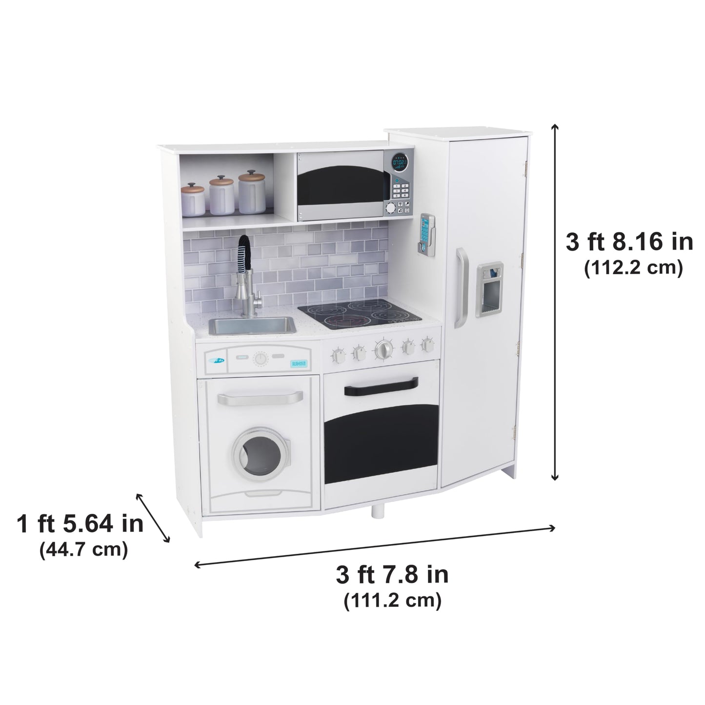 KidKraft Large Wooden Play Kitchen with Lights & Sounds, Icemaker, Play Phone, White, Gift for Ages 3+