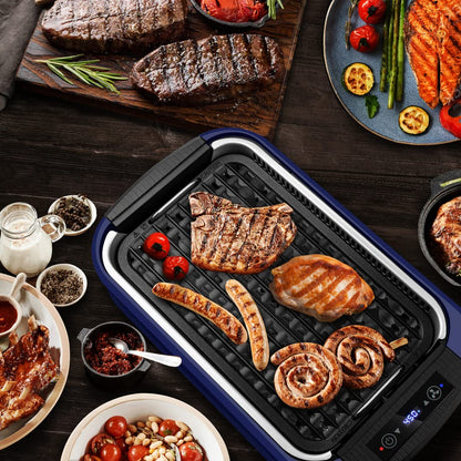 Indoor Grill CUSIMAX Electric Smokeless Grill Portable Korean BBQ Grill with Turbo Smoke Extractor Technology, Non-stick Removable Plate, Tempered Glass Lid, Great for Party(Single Plate)