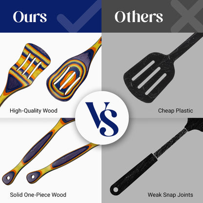 SoulTan Goods Pakkawood Cooking Utensils – Wooden Utensil Set for Cooking, Slotted Spoon, Spatula, Non-Toxic & Durable Kitchen Tools – Heat-Resistant Wooden Spoons for Cooking (4)