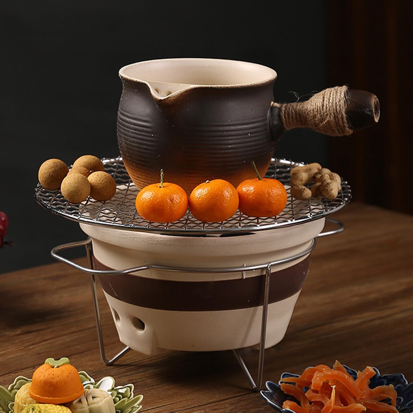 Generic Yakitori Grill, Table Top Charcoal Grill Konro Grill Korean Bbq Grill Clay Charcoal Stove Clay Grilling Tea Making Stove for Outdoor Barbecues Camping Traveling, 9.45x9.45x5.71in, #211