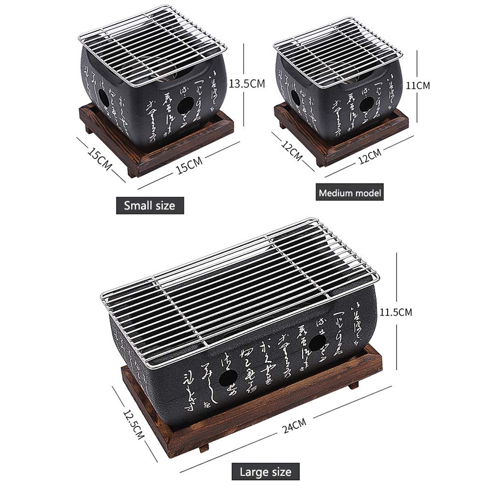 Japanese Style BBQ Grill, Mini Portable Barbecue Stove Japanese Food Charcoal Stove with Wire Mesh Grill and Base, for Yakiniku, Robata, Yakitori, Takoyaki and BBQ