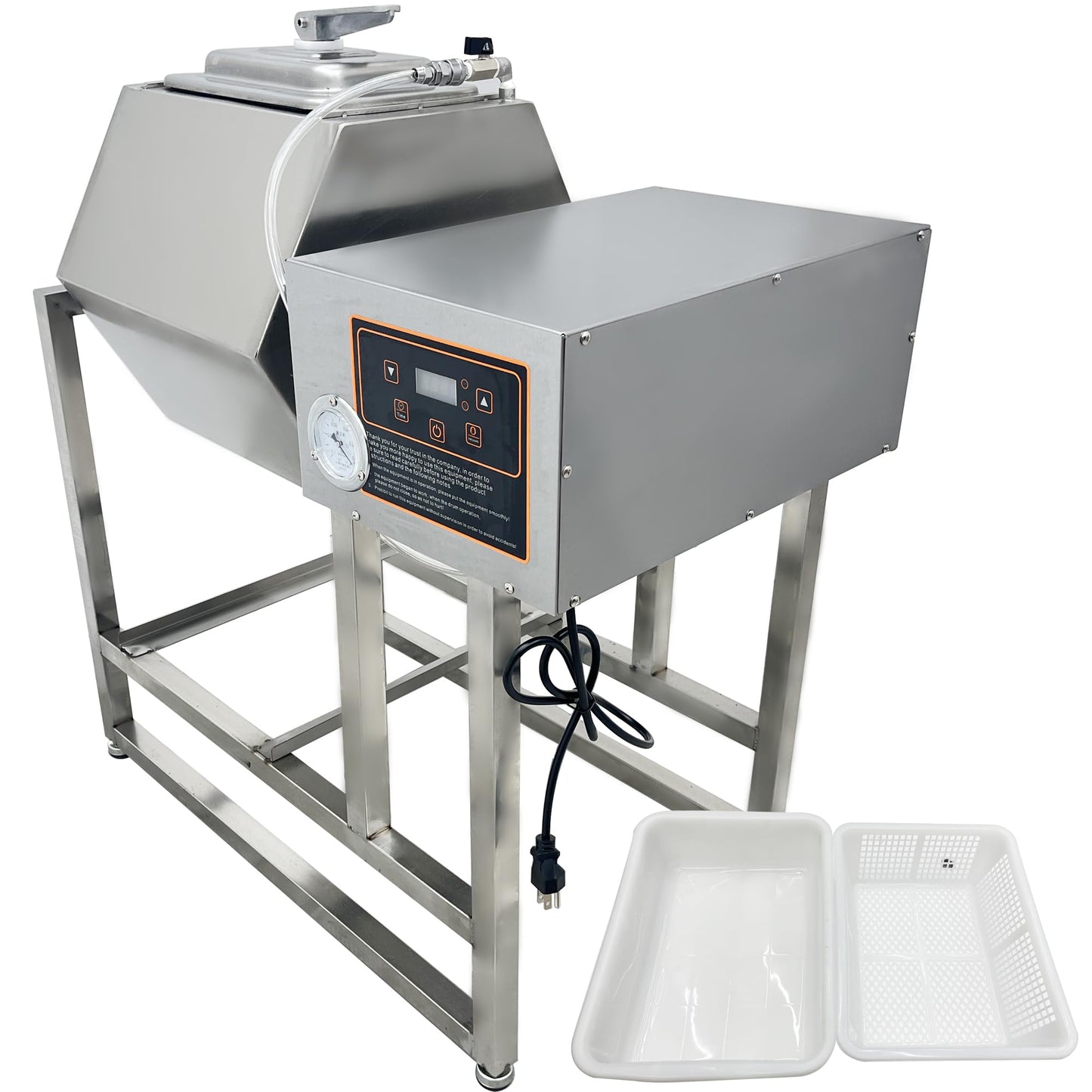 HQHAOTWU Vegetable Marinating Machine Meat Vegetable Tumbler Marinator Food Vacuum Marinator Fast Marination Process Meat Pickle Machine with Vacuum Pump 45L Capacity Timing Range 0-99 Minutes 110V