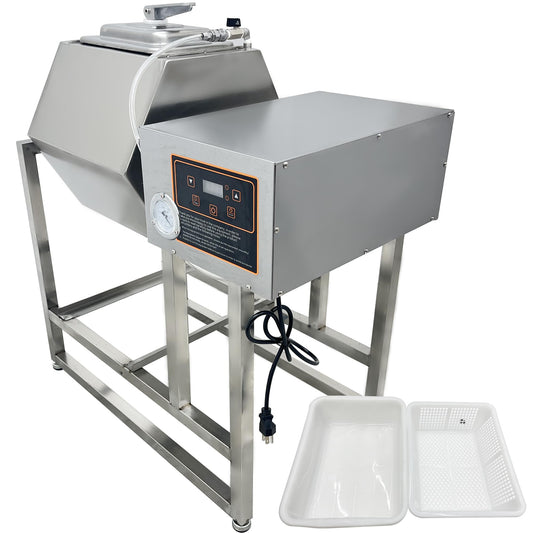 HQHAOTWU Vegetable Marinating Machine Meat Vegetable Tumbler Marinator Food Vacuum Marinator Fast Marination Process Meat Pickle Machine with Vacuum Pump 45L Capacity Timing Range 0-99 Minutes 110V