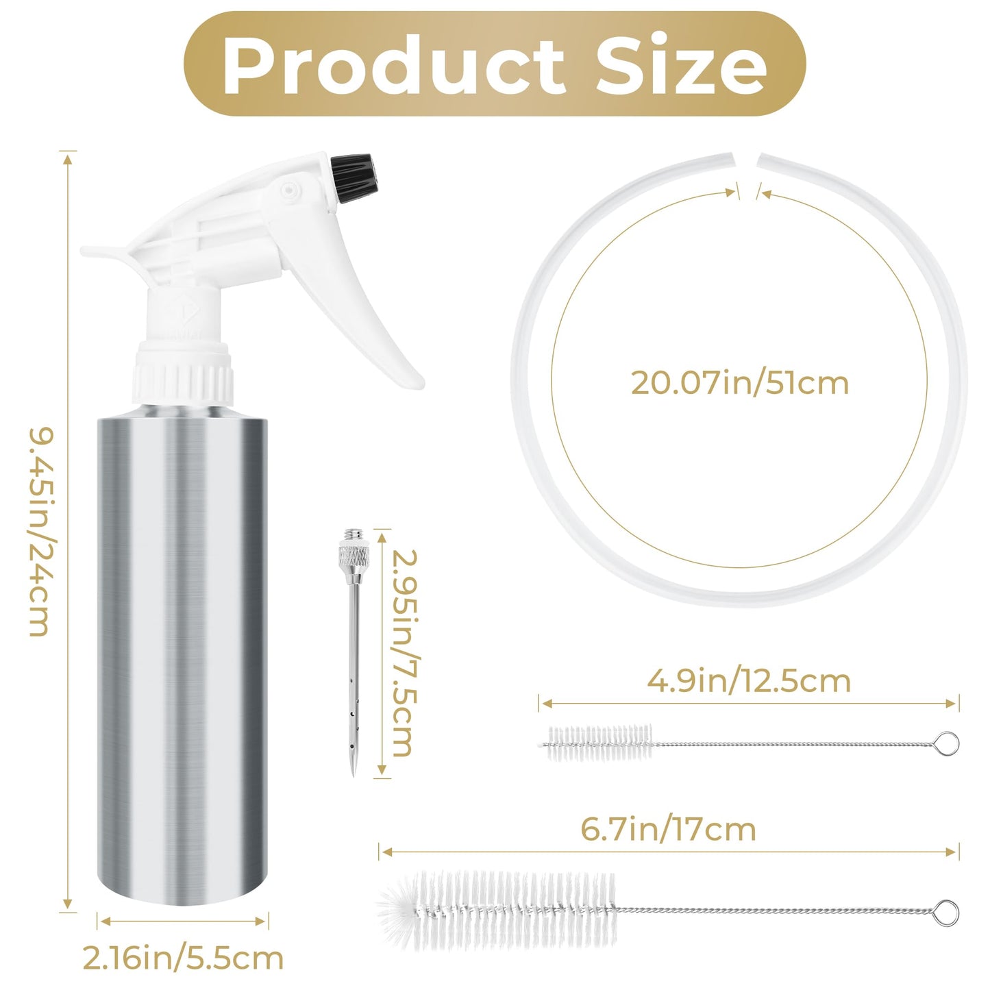 2 in 1 Spray Bottle and Marinade Injector, Anglecai Spray Bottle with Injector Gun/Hose/2 Marinade Needles, Dual Functionality Smoker Spray Bottle and Marinade Injector for BBQ Camping