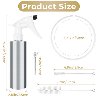 2 in 1 Spray Bottle and Marinade Injector, Anglecai Spray Bottle with Injector Gun/Hose/2 Marinade Needles, Dual Functionality Smoker Spray Bottle and Marinade Injector for BBQ Camping