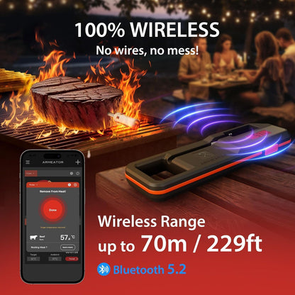 Smart Bluetooth Wireless Meat Thermometer Digital with App | Instant Read Grill Thermometers | WiFi Unlimited Range for BBQ,Oven, Smoker, Air Fryer | Fit for Steak, Chicken, Turkey | Gifts for Men