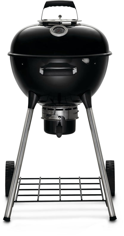 Napoleon NK18 Premium Charcoal Kettle Grill, Black, Porcelain-Enameled Lid and Bowl, Chrome-Plated Cooking Grid