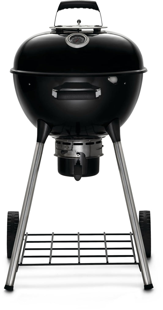 Napoleon NK18 Premium Charcoal Kettle Grill, Black, Porcelain-Enameled Lid and Bowl, Chrome-Plated Cooking Grid