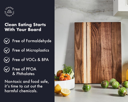 Sonder Los Angeles, Large Walnut/Cherry/Maple Wood Cutting Board for Kitchen, Charcuterie Wooden Board, Sorting Compartment, Reversible 17x13x1.1 in (Gift Box Included)