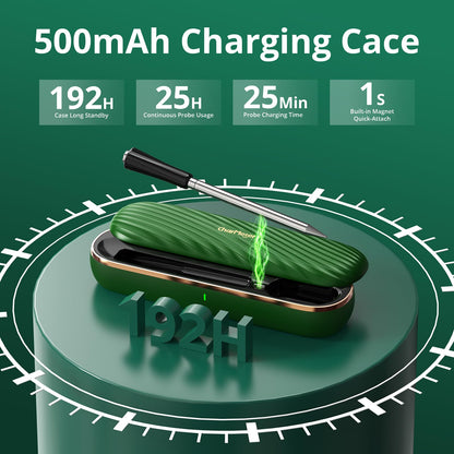 Green Wireless Meat Thermometer, 500FT Remote Bluetooth Grill Thermometer with an Stylish Wave-shaped Sliding Base, Portable Cooking IP67 Waterproof, Perfect Smoker Accessories Gift for Kitchen Lovers