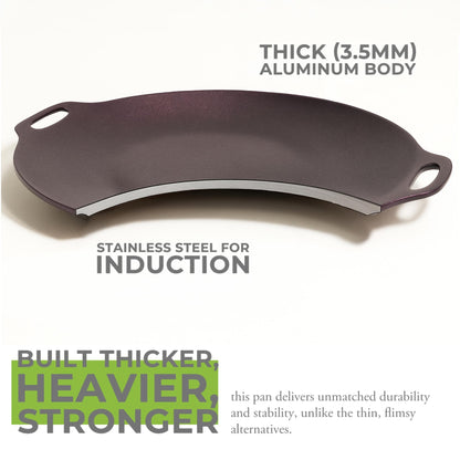 TECHEF - 14-inch Nonstick Round Griddle Grill Pan for Korean BBQ/Teppanyaki Pan, Tawa, Roti Pan/Induction Ready/Made in Korea (14-in)