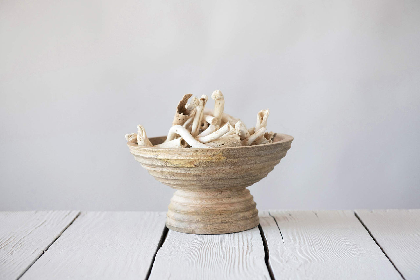 Creative Co-Op Boho Wood Pedestal Serving Bowl, Natural Finish