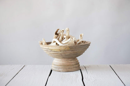 Creative Co-Op Boho Wood Pedestal Serving Bowl, Natural Finish